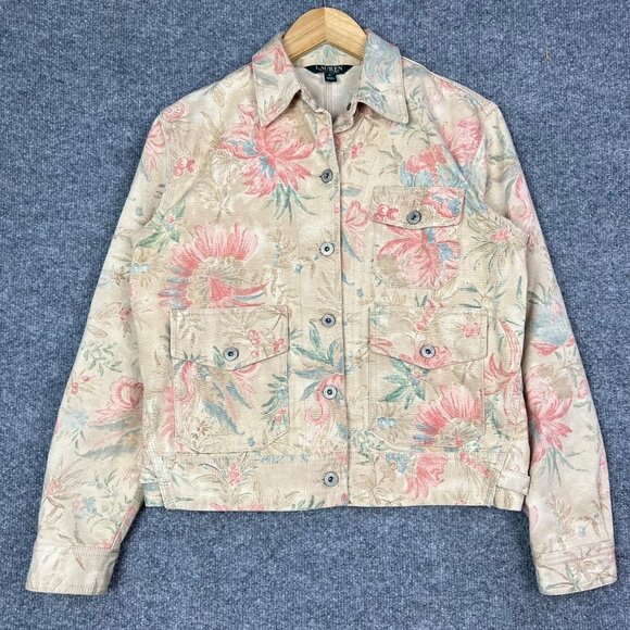 Ralph Lauren Antique Floral Jacket Blazer and Pant Sz 8 Set Art-to-Wear Sz M - Picture 2 of 10